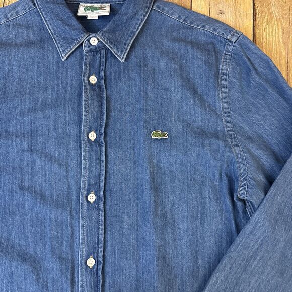 Classique Lacoste Denim Shirt Vintage Mens Size Large EUR 42 - Picture 5 of 9